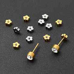40個 4種類のスタイルのステンレス製イヤーナット  花の耳の裏  ミックスカラー  4.85~5x5x2mm  穴：0.8~ 1.2mm  10個/スタイル&nbsp;STAS-FS0002-21