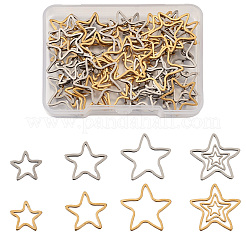 60個 6スタイル 304ステンレススチール リンキングリング  スター  ミックスカラー  12~19.5x11.5~20.5x0.8mm  10個/スタイル&nbsp;STAS-CD0001-23