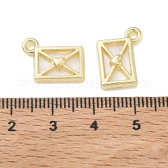 合金アクリルパーツ  ハートのチャームが入った封筒  長持ちメッキ  ゴールドカラー  15.5x11.5x3mm  穴：1.8mm&nbsp;FIND-D044-23G-01