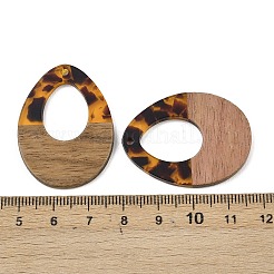 透明樹脂とクルミ材のペンダント  ティアドロップ  37x28x3mm  穴：2mm&nbsp;RESI-I354-03I