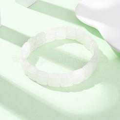天然水晶ファセットビーズストレッチブレスレット（女性用）  長方形  ビーズ：13x11x5~5.5mm  内径：2.32インチ（5.9cm）&nbsp;BJEW-K251-08K