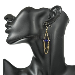 ロンデル304ステンレススチール＆ガラスビーズのレイヤードネックレスとイヤリングセット（女性用）  ブルー  420mm&nbsp;SJEW-JS01384-01