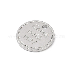 ラックメッキ合金ペンダント  フラットラウンドと「私と一緒に来なさい」という言葉  鉛フリー＆ニッケルフリー＆カドミウムフリー  プラチナ  12x1.5mm  穴：1.2mm&nbsp;PALLOY-S038-03B-P