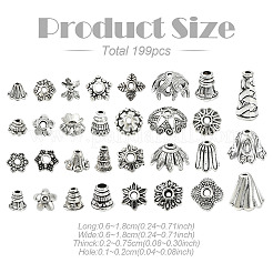チベット風合金ビーズキャップ  花  アンティークシルバー  6~18x6~18x2~7.5mm  穴：1~2mm&nbsp;TIBE-YW0001-71