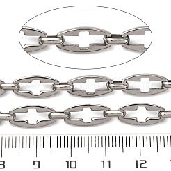 304ステンレス鋼中空クロスリンクチェーン  溶接されていない  ステンレス鋼色  13.5x6.5x1.4mm&nbsp;CHS-S012-23P