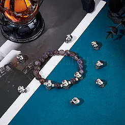 304ステンレススチールビーズ10個  スカル  アンティークシルバー  11x8x10mm  穴：2.5mm&nbsp;STAS-UN0043-85