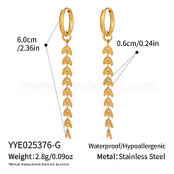 304ステンレススチール製ウィートタッセルフープピアス  18KGP本金メッキ  60x6mm&nbsp;LS-ID4958-1
