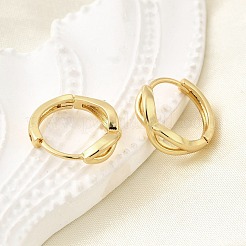 女性用インフィニティ真鍮フープピアス  18KGP本金メッキ  14.5x4mm&nbsp;EJEW-U068-01G