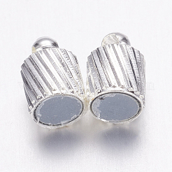 ループ付き真鍮製マグネットクラスプ  ニッケルフリー  コラム  銀色のメッキ  15x5mm  穴：1mm&nbsp;MC001NF-S
