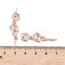 925スターリングシルバースタッドピアスパーツ  花  ローズゴールド  35x9.5mm  ピン：0.6x11mmと0.6mm&nbsp;EJEW-B038-05RG