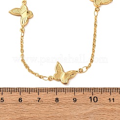 304ステンレススチール製バタフライリンクチェーンネックレス（女性用）  ゴールドカラー  16.10インチ（40.9cm）&nbsp;NJEW-G178-05G