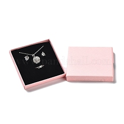 厚紙のジュエリーセットボックス  内部のスポンジ  正方形  ピンク  9.05~9.1x9.1~9.15〜x1.5~1.6cm&nbsp;CBOX-C016-01D-01