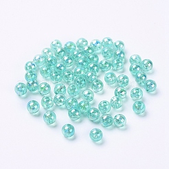 環境に優しい透明アクリルビーズ  ラウンド  ABカラー  ミディアムターコイズ  6mm  穴：1.5mm  約400個/50g&nbsp;X-PL733-9