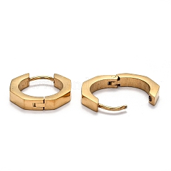 304ステンレススチール製八角形フープピアス  ゴールドカラー  15x16x3mm  ピン：1mm&nbsp;STAS-J033-04A-G