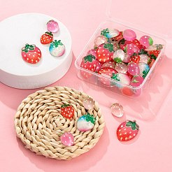 50個の樹脂カボション  グリッターパウダー付き  苺  ミックスカラー  19~31.5x15~23x6~9mm&nbsp;CRES-LS0001-11