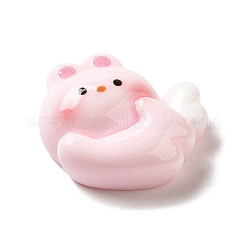 ウサギ/アヒル/ひよこの不透明樹脂デコデンカボション  翼のある動物  ピンク  兎  19x19x8.5mm&nbsp;CRES-L042-B01