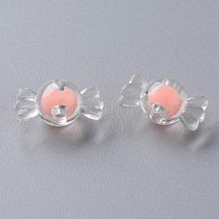 透明なアクリルビーズ  二層ビーズ  キャンディ  鮭色  9x17x8.5mm  穴：2mm  約192個/100g&nbsp;LS-TACR-S152-03A-SS2109