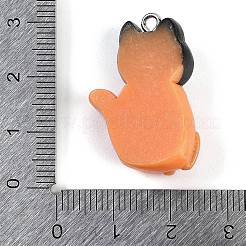 ハロウィーンのテーマ樹脂ペンダント  白金鉄パーツ  猫の形  29x19.5x9.5mm  穴：2mm&nbsp;RESI-M046-01A-01