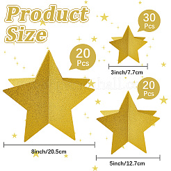3Dスターペーパーグリッターパウダーディスプレイデコレーション  ゴールド  75x77x0.5mm&nbsp;DIY-WH20082-52A