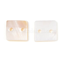 淡水シェルボタン  2穴  正方形  貝殻色  9.5~10x9.5~10x1~2mm  穴：1.5mm&nbsp;BUTT-T013-08
