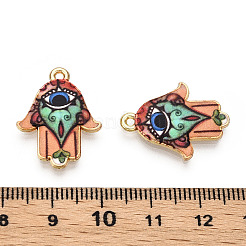 プリント合金ペンダント  ハムサハンドチャーム  鮭色  23x18x2mm  穴：1.4mm&nbsp;ENAM-ZX002-31A