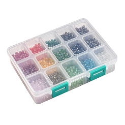 15色の電気メッキガラスビーズ  ABカラーメッキ  多面カット  ロンデル  ミックスカラー  4x3mm  穴：0.4mm  15色  200個/カラー  3000個/箱&nbsp;EGLA-JP0002-02B-4mm