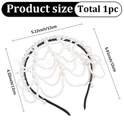 女性用イミテーションパールヘアバンド1個  ホワイト  150x130x8mm&nbsp;AJEW-CY0001-98