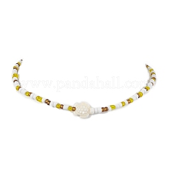 染められた合成ターコイズペンダントネックレス  ガラスシードビーズで  ウミガメとヒトデ  ミックスカラー  14.53インチ（36.9cm）  pendnats：14~17x14x5~6.5mm  約2個/セット&nbsp;NJEW-JN04776