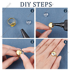 DIY フラットラウンド調節可能リング作成キット  真鍮製の指輪コンポーネントのセッティングを含む  ガラスカボション  アンティークブロンズ＆ゴールデン  60個/箱&nbsp;DIY-SC0019-87