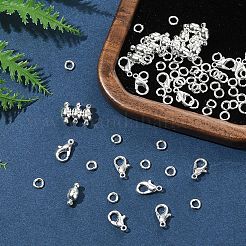 DIYジュエリー作りのパーツキット  亜鉛合金カニカンを含む  真鍮製マグネット留め具と丸カン  銀  11x5mm  穴：1mm&nbsp;DIY-FS0008-51S
