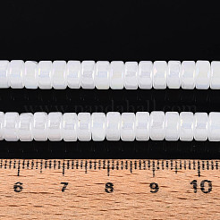 ABカラーメッキ模造ヒスイガラスビーズ連売り  フラットラウンド  ホワイト  6~6.5x3mm  穴：1~1.2mm  約111~119個/連  14.17~15.16''（36~38.5センチメートル）&nbsp;GLAA-T026-3x6mm-J01