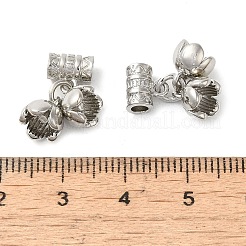 ラックメッキ真鍮チューブベイル  長持ちメッキ  鉛フリー＆カドミウムフリー  花  プラチナ  15.5x13.5x6mm  穴：2.5mm&nbsp;KK-B088-06P
