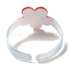 子供用フラワーレジンカフバングル  クリムゾン  ワイド：8.5~28mm  内径：1-3/4インチ（4.3cm）&nbsp;LS-BJEW-Q774-01D