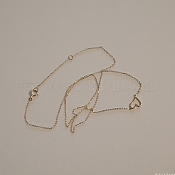 女性用ハート925スターリングシルバーリンクチェーンネックレス  ゴールドカラー  17.72インチ（45cm）&nbsp;FS-WGA5BCE-01