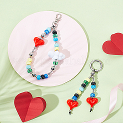2個 2スタイルのアクリル＆プラスチックハートペンダントデコレーション  合金の留め金付き  プラチナ  ミックスカラー  120~150mm  1個/スタイル&nbsp;HJEW-PH02233
