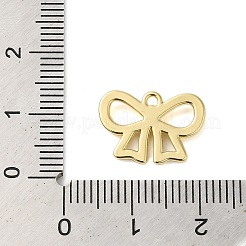 ラックメッキ合金ペンダント  カドミウムフリー＆鉛フリー  蝶結び  ゴールドカラー  11x16x2mm  穴：1.2mm&nbsp;PALLOY-S186-03G