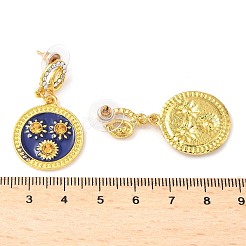 フラットラウンド、花の合金ラインストーンダングルスタッドピアス  ゴールドカラー  38.5x21mm&nbsp;EJEW-M085-01G