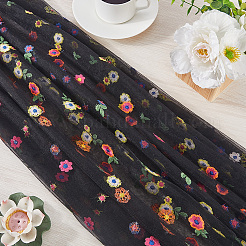 ポリエステルテーブルランナー  ダイニングテーブル用  花模様の長方形  ブラック  3000x720x1.5mm&nbsp;AJEW-WH20020-537B