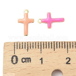 304ステンレススチールエナメルチャーム  金色。混合色  クロス  10x6x1.5mm  穴：0.8mm&nbsp;STAS-K303-01B-G