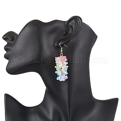 アクリルダングルスタンドピアス  花  シェルパール付き  ゴールドカラー  57x25mm&nbsp;EJEW-TA00677