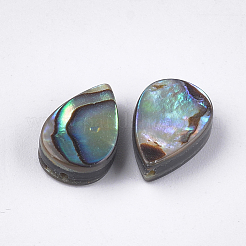 アワビ殻/パウア殻ビーズ  ティアドロップ  グリーン  12x8x3.5~4mm  穴：1mm&nbsp;LS-SSHEL-T008-08