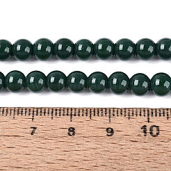 オペークソリッドカラーガラスビーズ連売り  ラウンド  濃い緑  6~6.5mm  穴：1.4mm  約67~70個/連  14.76インチ〜15.16インチ（37.5~38.5cm）&nbsp;X-GLAA-T032-P6mm-24