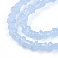 プリントガラスビーズ焼付塗装ガラスビーズ連売り  キノコ  ライトスカイブルー  11.5~12x7.5~8mm  穴：0.8mm  約65~67個/連  30.31~31.10インチ（77~79cm）&nbsp;DGLA-N007-01G
