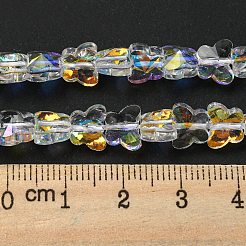 ガラス模造オーストリアクリスタルビーズ  多面カット  蝶  クリアAB  6x8x5mm  穴：0.9mm  約67個/連  15.75''（40センチメートル）&nbsp;GLAA-F108-06B-1