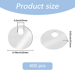 70gのプラスチックペンダント  フラットラウンドのチャーム  銀  20x0.2mm  穴：5mm&nbsp;KY-GF0001-74A