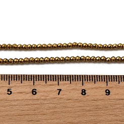 電気めっき合成非磁性ヘマタイト ビーズ 連売り  ラウンド  グレードA  黄金メッキ  2.2~2.5x2mm  穴：0.6~0.7mm  約178個/連  14.76''（37.5センチメートル）&nbsp;G-H001-51A