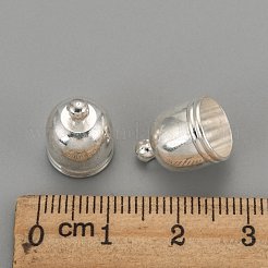 真鍮製コードエンドパーツ  銀色のメッキ  約10 mm幅  長さ14mm  穴：1.5mm  8mm内径&nbsp;LS-X-EC569-2S