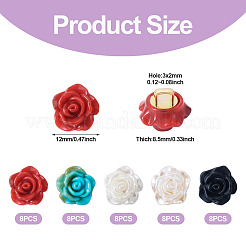 40色5穴プラスチックボタン1個  花  ミックスカラー  12x8.5mm  穴：3x2mm  8個/カラー&nbsp;FIND-TA0008-23