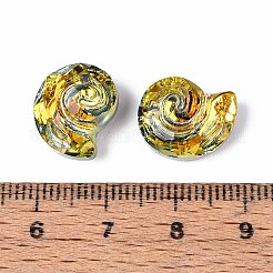 140個の電気メッキガラスチャーム  シェル形状  ライトカーキ  14x12x5.5mm  穴：1~1.5mm&nbsp;EGLA-T029-05C