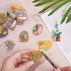 キットを作るDIYイヤリング  16個8スタイル3Dプリントアクリルパーツ  樹脂と  32個のアイアンオープン丸カン  32個の鉄のピアスフック  耳ワイヤー  ミックスカラー  ペンダント：37~40x27~38x6~12mm  穴：1.6~2.7mm  2個/スタイル&nbsp;DIY-SZ0004-86